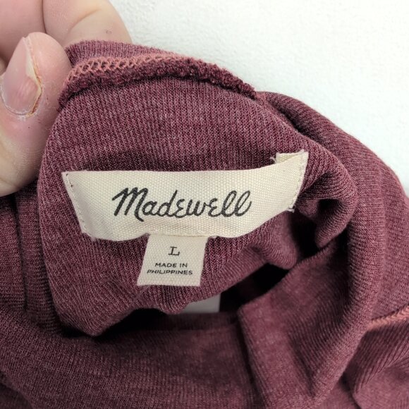 Madewell Mock Neck Long Sleeve Top Heather Plum L - Picture 4 of 9